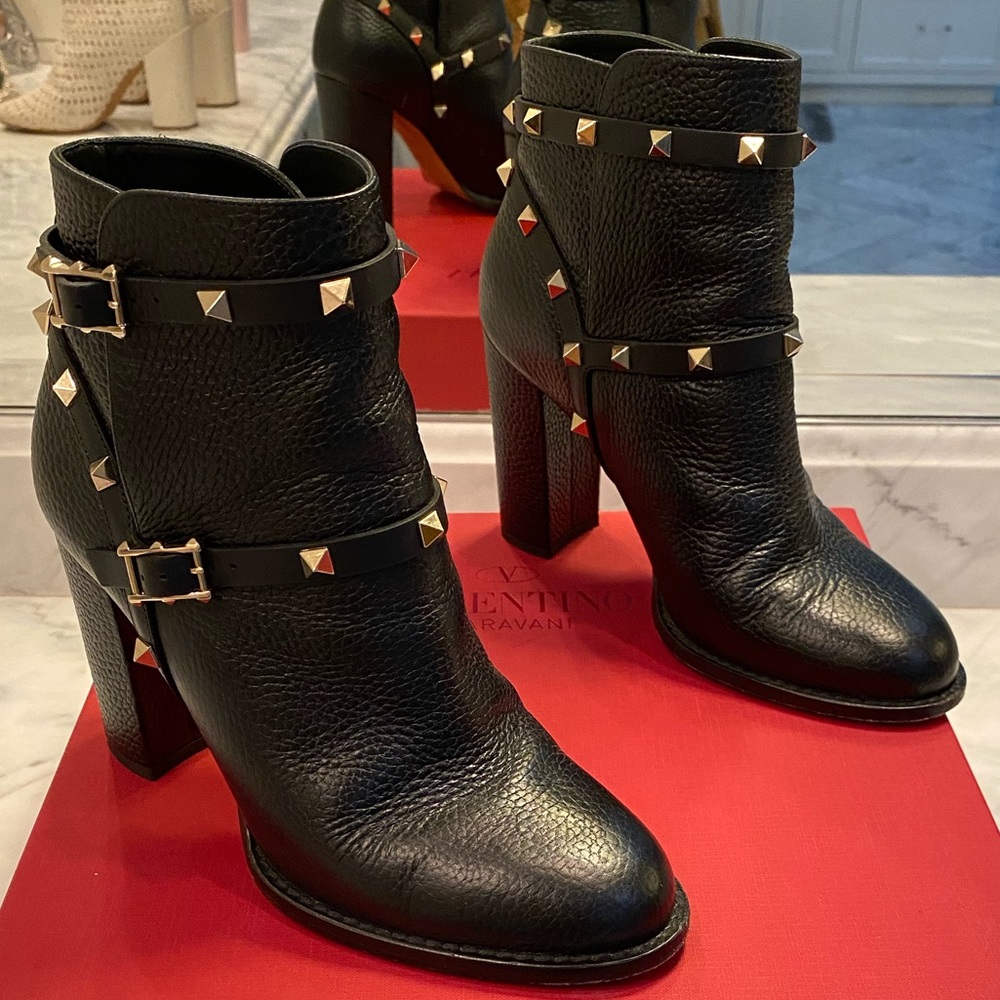 Valentino black rock stud boots.
